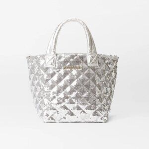 NWT MZ Wallace Silver Ice Sequin Micro Metro Tote Deluxe